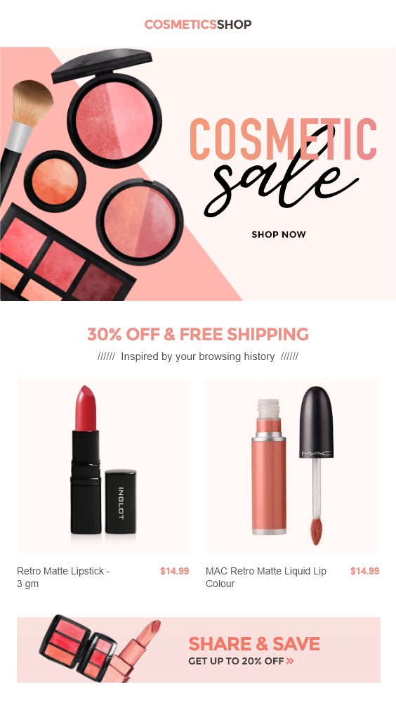 Cosmetic Store Welcome Email