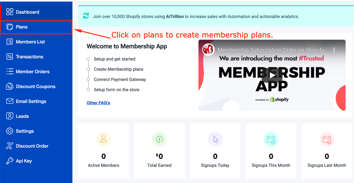 create membership paid or free plans on Shopify