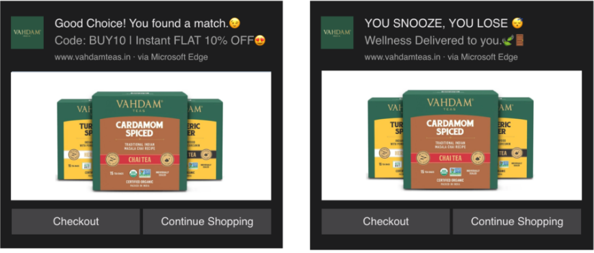 Vahdam Teas – Abandoned Cart Reminder With a Discount
