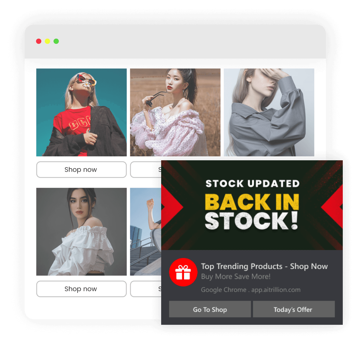 Use back-in-stock notifications to notify your customers about the sold-out products