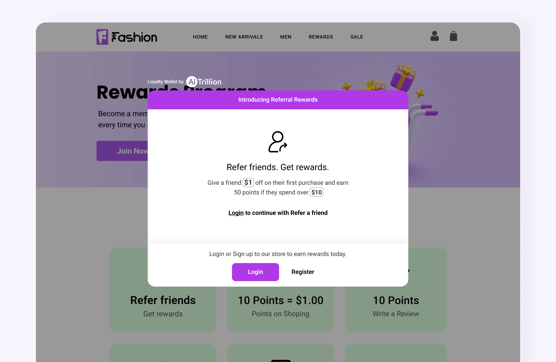 custom loyalty rewards program page
