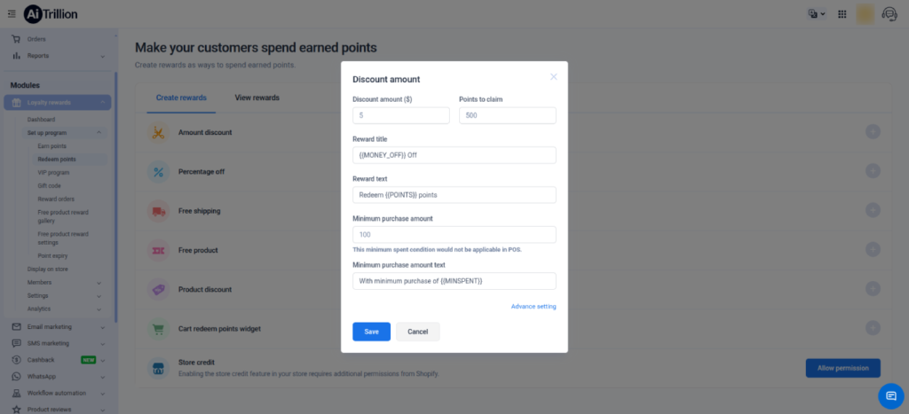 Loyalty Rewards Tier Example