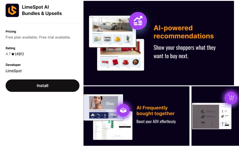 LimeSpot-Shopify AI product recommendation apps