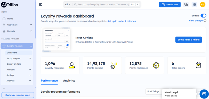 loyalty rewards dashboard aitrillion