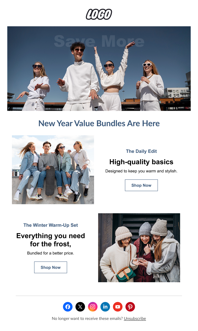 New Year bundle offer email example for Shopify