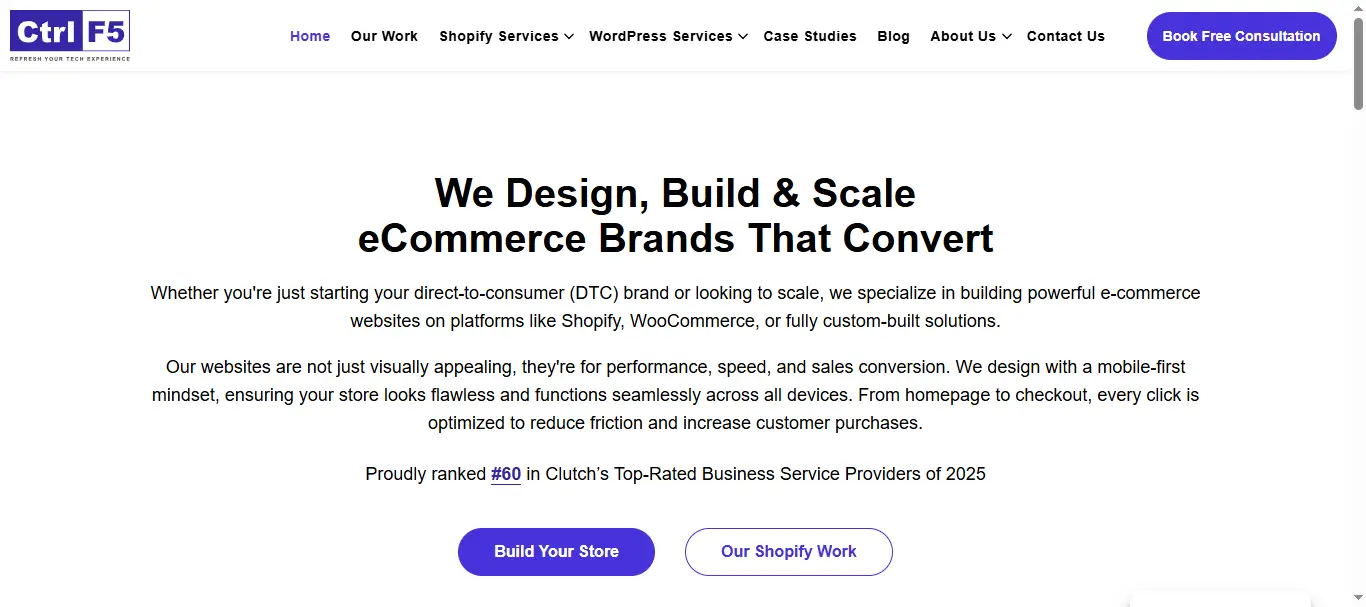 Controlf5 shopify agency USA