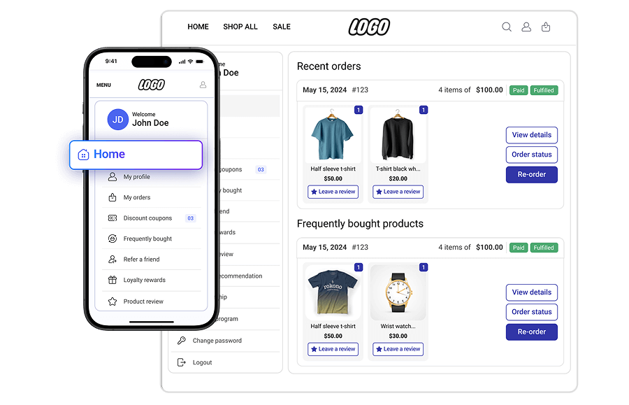 Home Tab for Customer Accounts