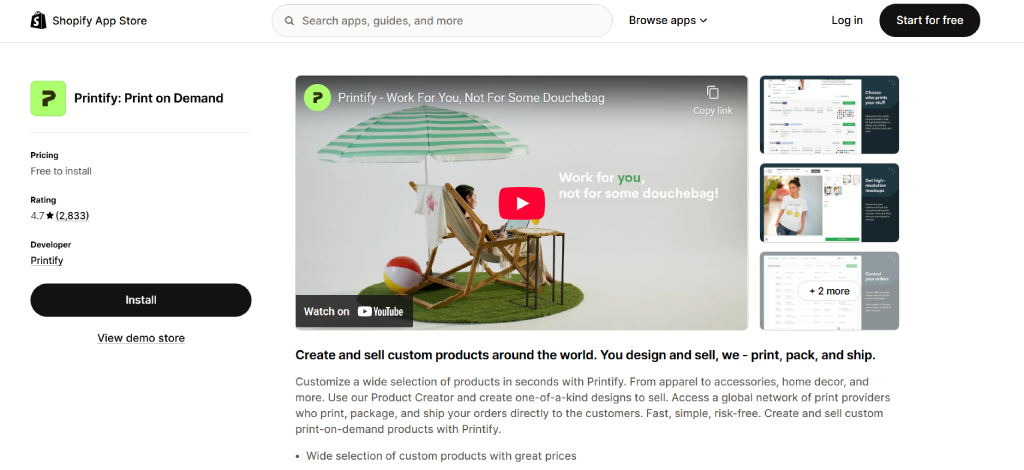 Printify top shopify apps dropshipping