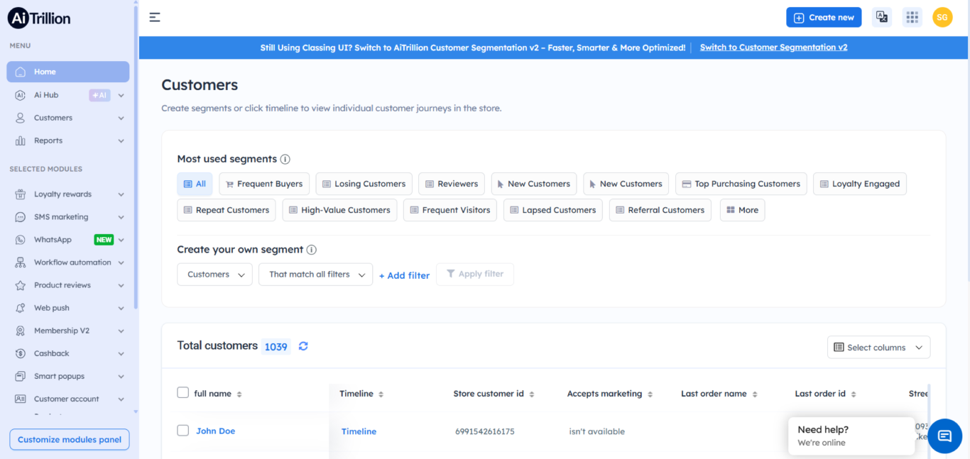 Segment your Shopify customers