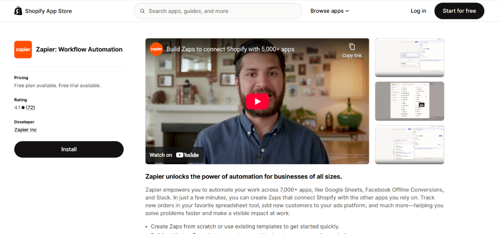 Zapier workflow automation automate Shopify store tasks