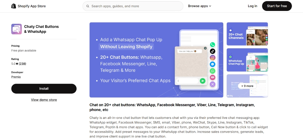 Chati whatsapp shopify marketing app