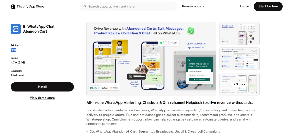 whatsapp abandoned cart shopify