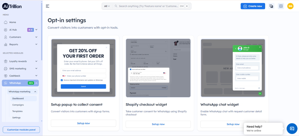 whatsapp customer opt in