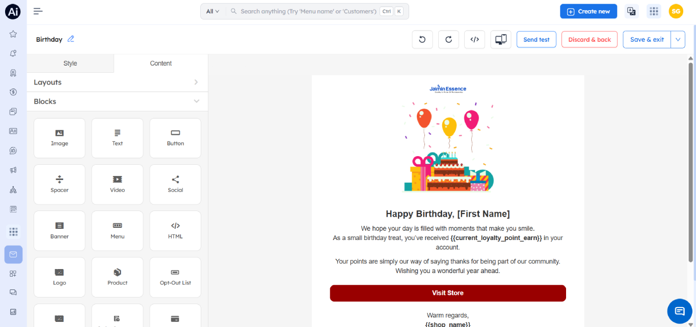 Automated birthday and anniversary emails