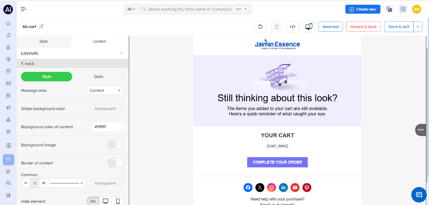 Browse abandonment emails setup