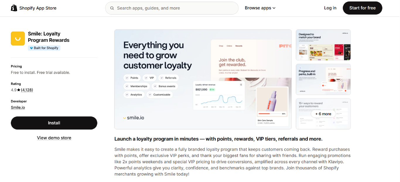 Smileio Best Shopify apps for ecommerce growth