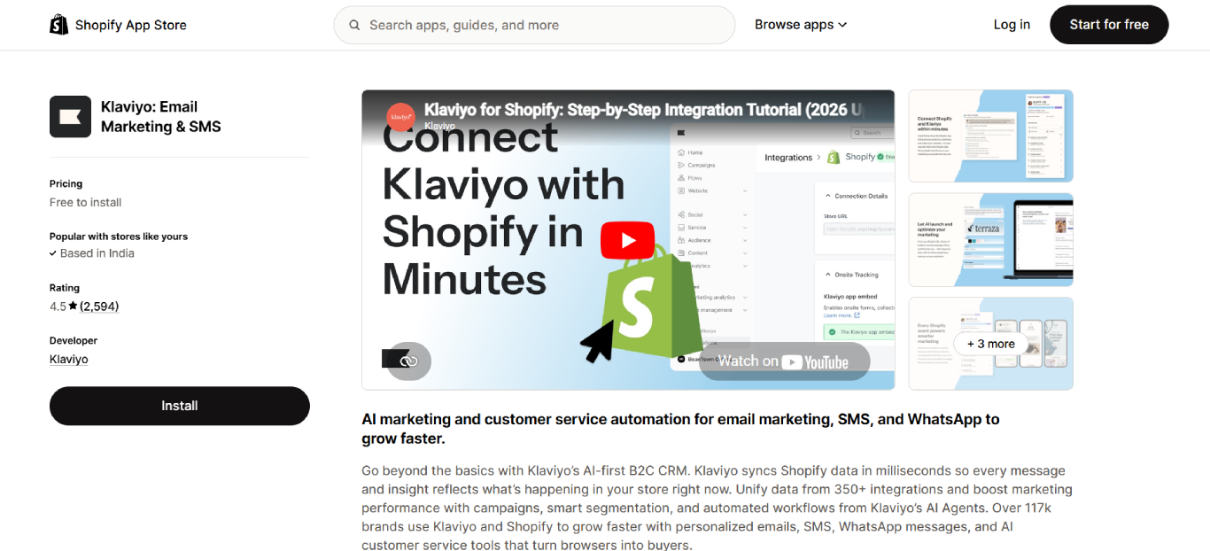 klaviyo email sms shopify app