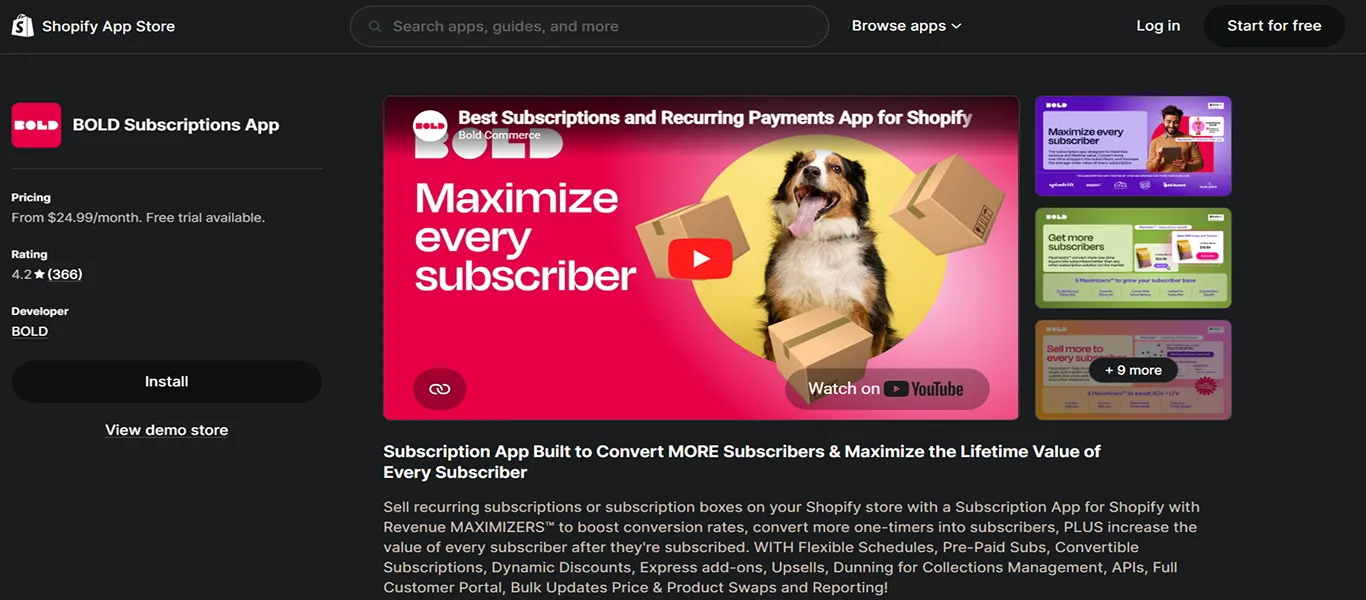 Bold subscriptions app