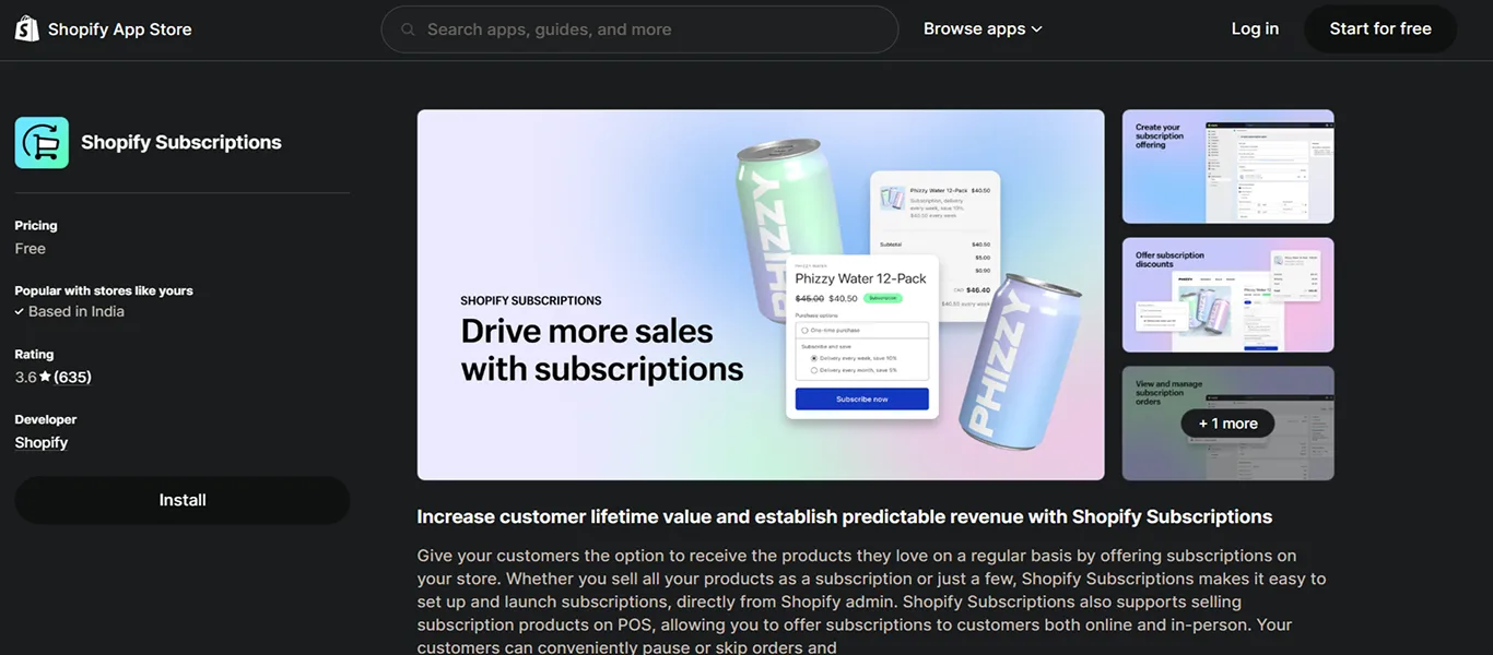 Shopify subscripitons