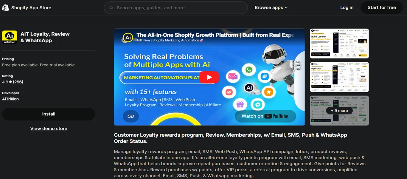 aitrillion shopify mobile app builder dashboard