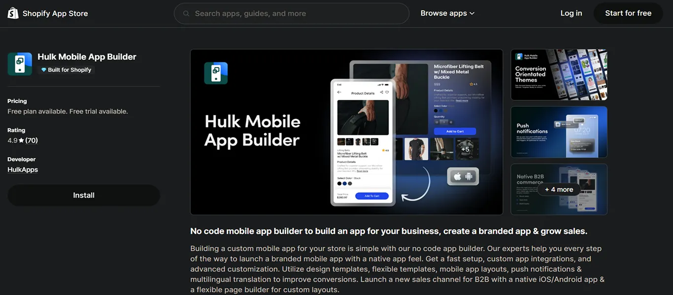 hulk mobile app builder for shopify