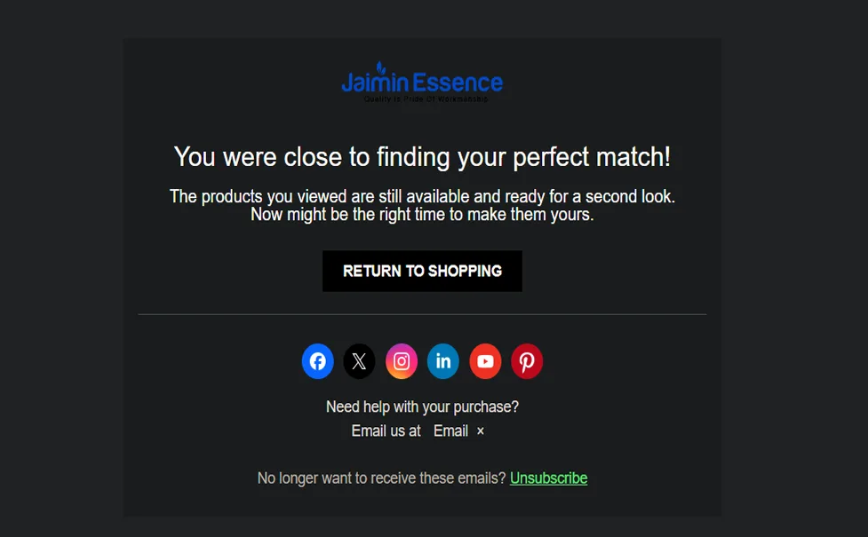 personalized browse email example