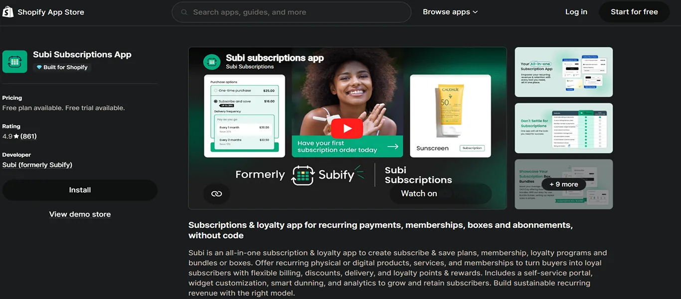 subi subscriptions membership shopify app