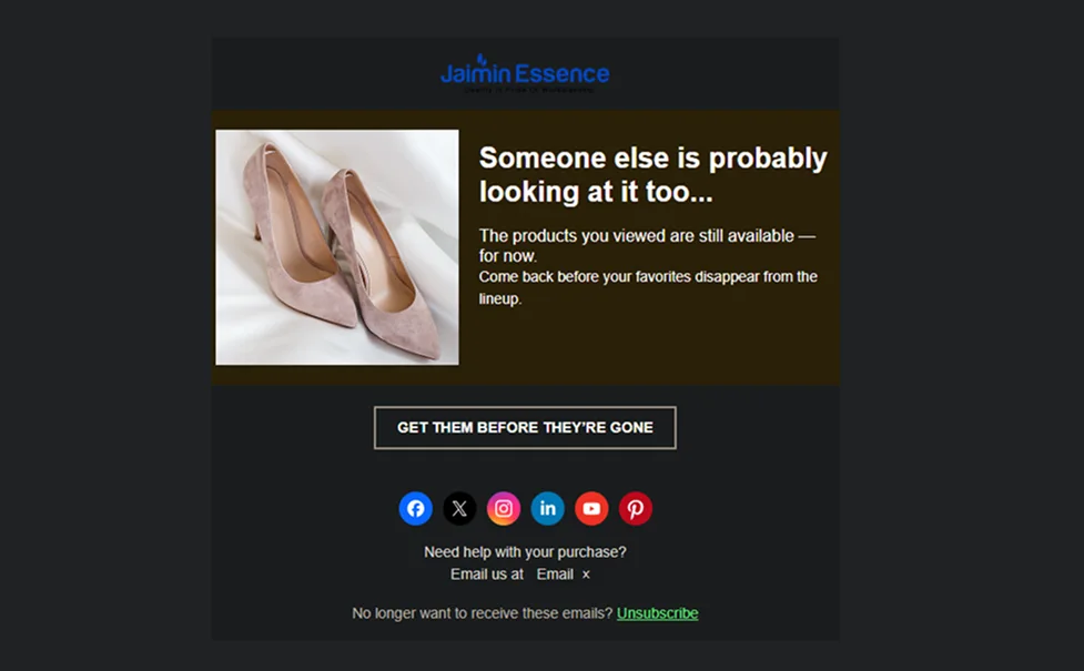 subtle fomo browse abandonment email