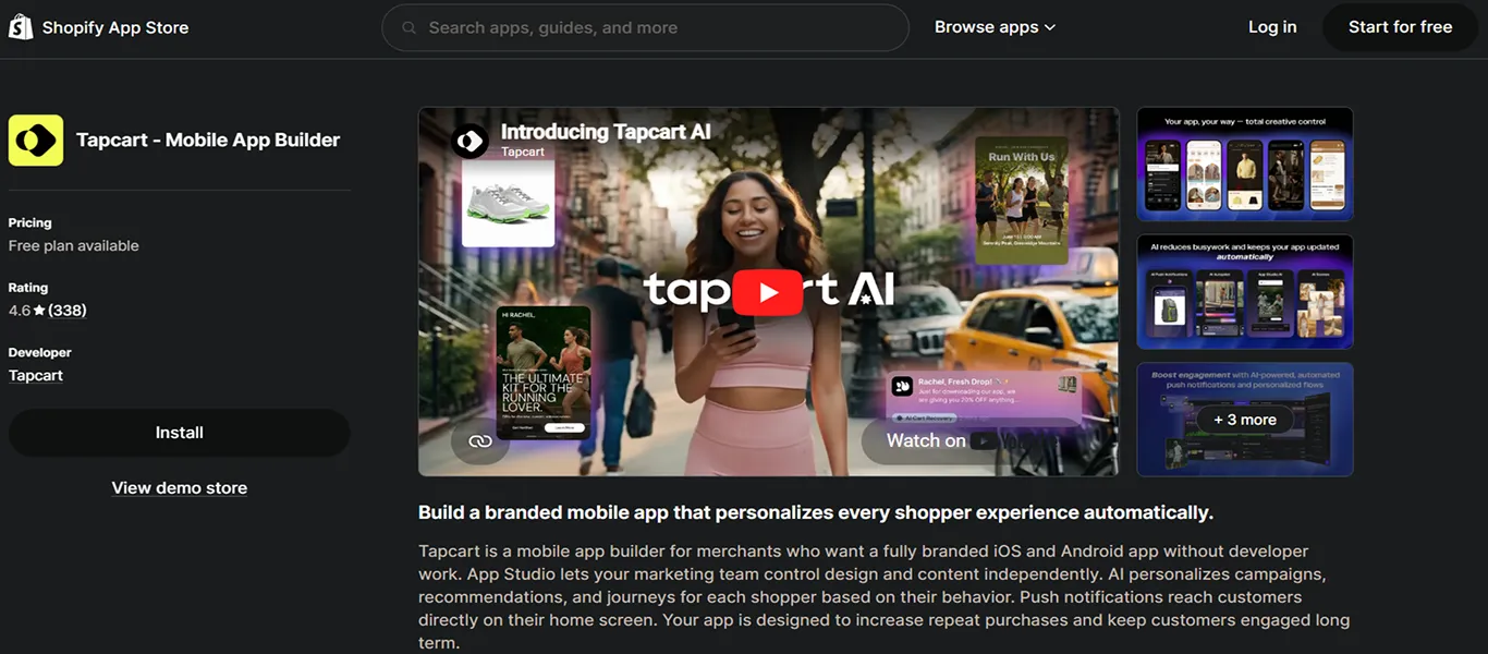 tapcart mobile app builder for shopify