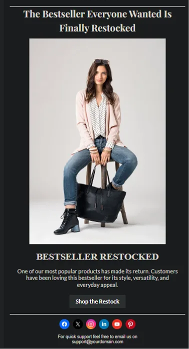bestseller product back in stock email