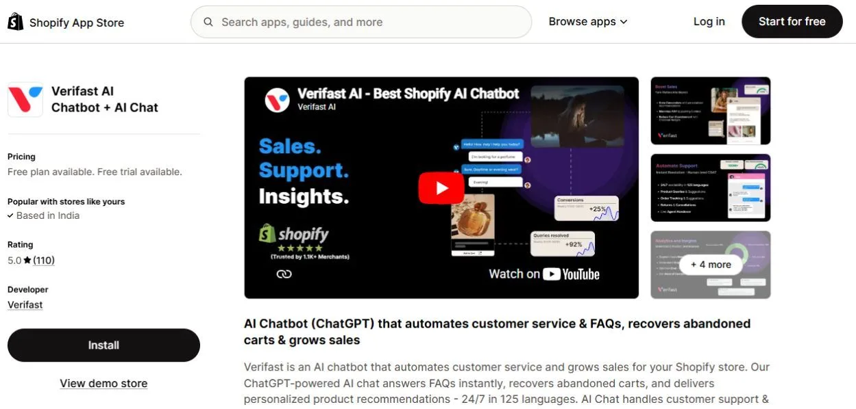 shopify ai chatbot sales conversion assistant