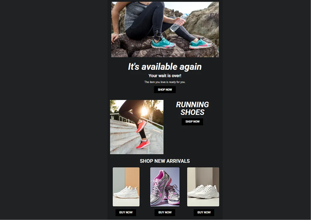 simple back in stock email template shopify