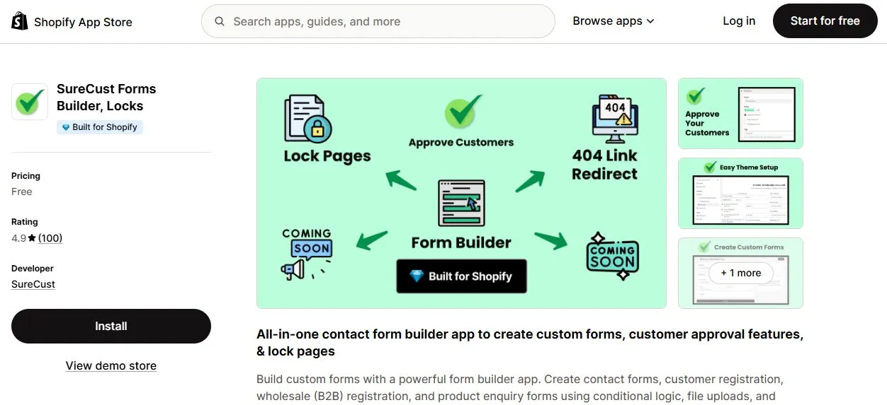 surecust forms builder