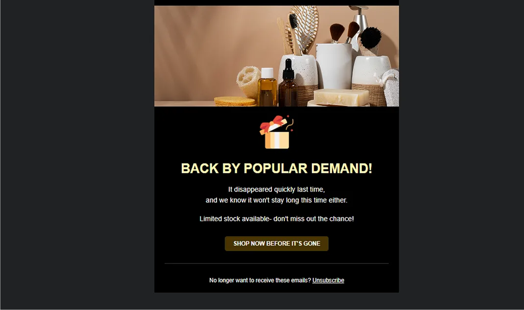 urgency driven restock email shopify