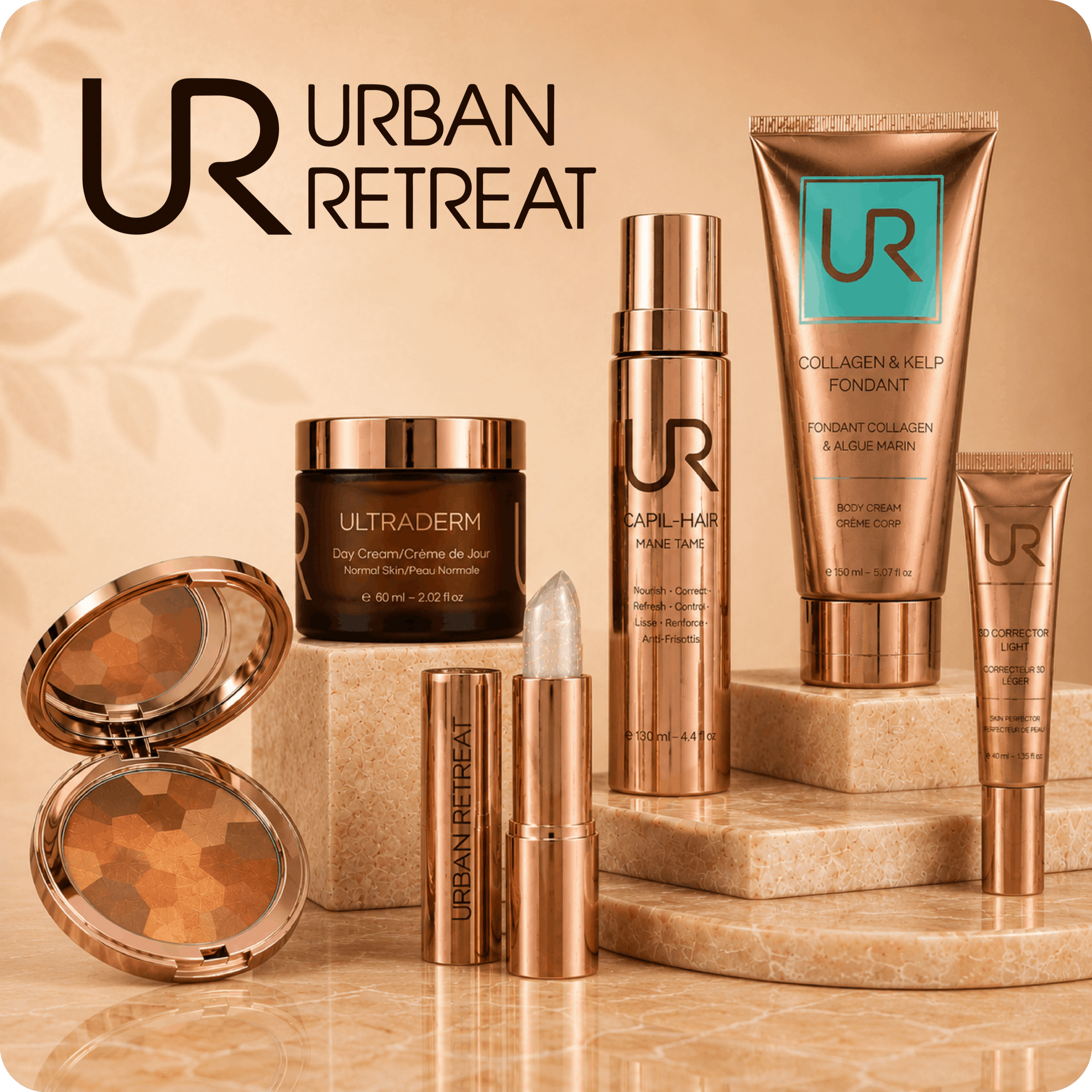 Urban Retreat skincare and cosmetics product catalog showcasing full range of beauty offerings optimized for Shopify storefront discovery, demonstrating how Shopify and DTC beauty brands leverage product presentation and unified retention platform to drive repeat purchases and brand loyalty. 