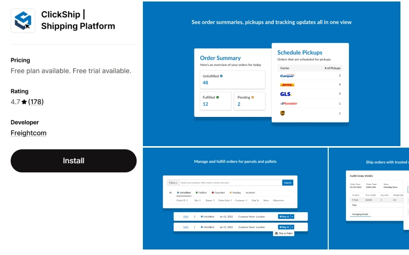 clickship shopify shipping platform
