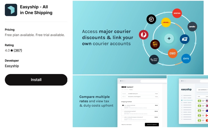 easyship international shopify shipping app
