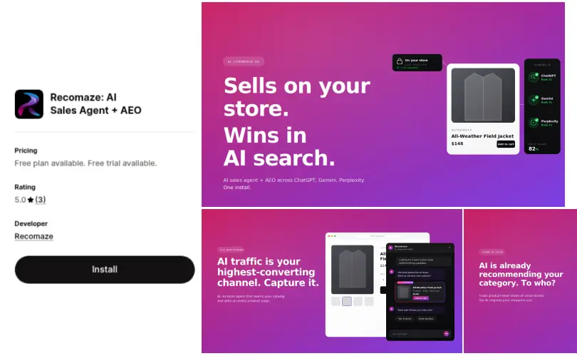recomaze ai sales agent shopify