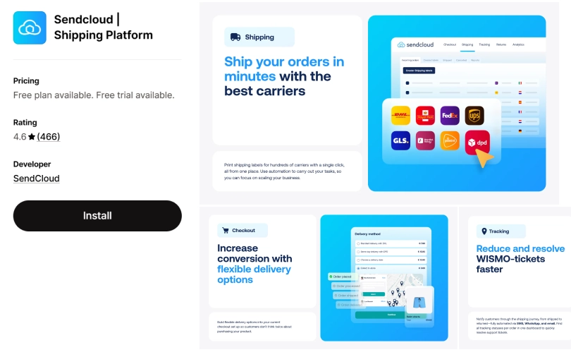 sendcloud shopify shipping platform