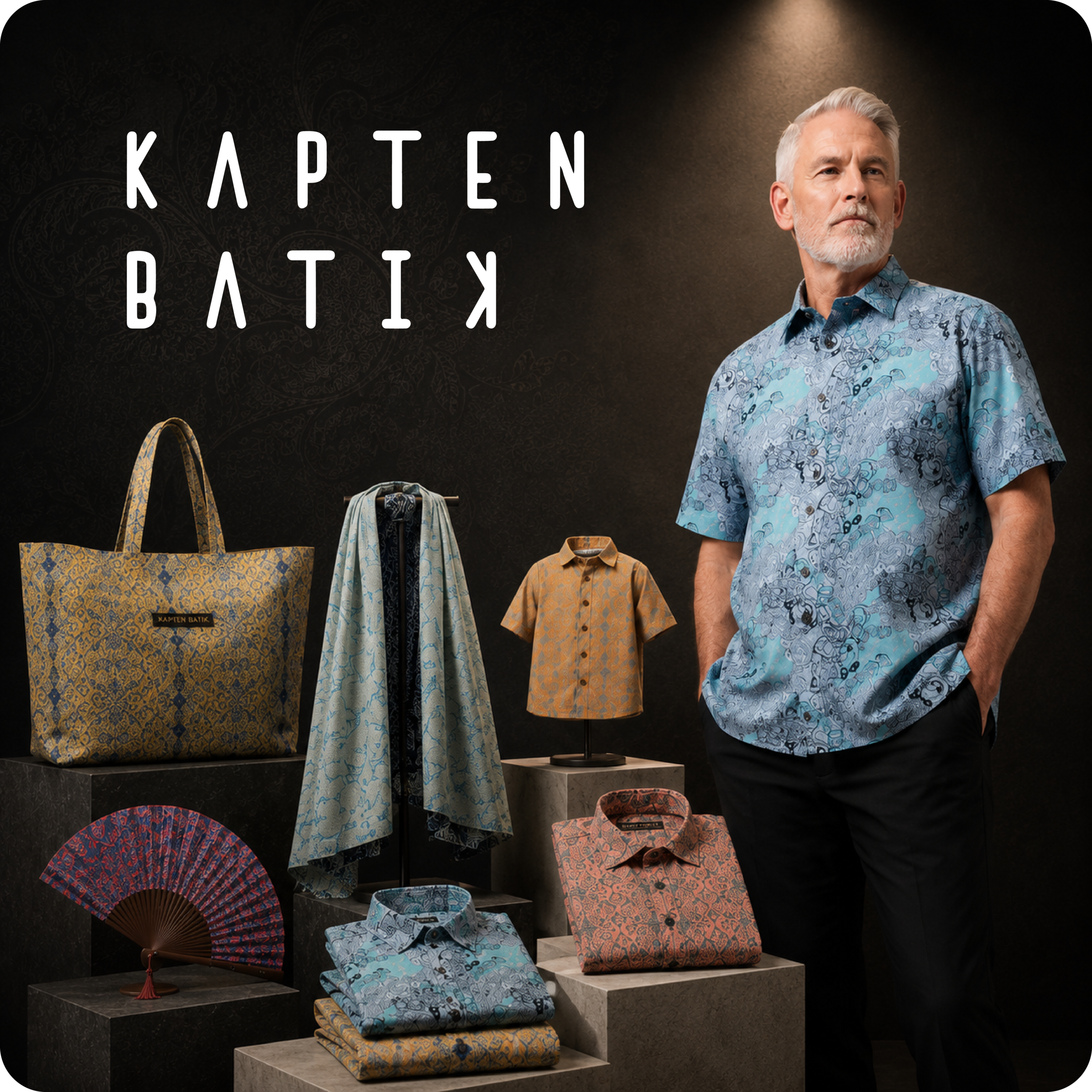 Kapten Batik contemporary batik fashion brand Shopify storefront showcasing full collection including shirts, scarves, tote bags, and accessories, representing product range optimized for retention through AiTrillion loyalty rewards, email marketing, and customer lifecycle automation for DTC fashion merchants.
