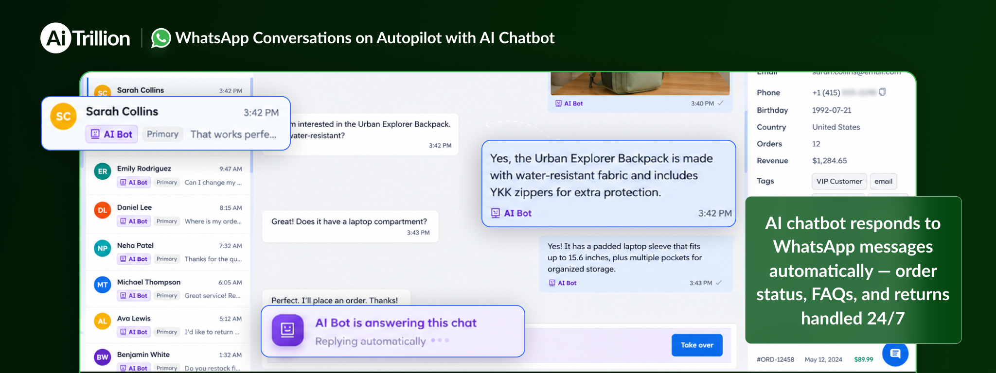 AI Chatbot Handles WhatsApp Conversations 24/7