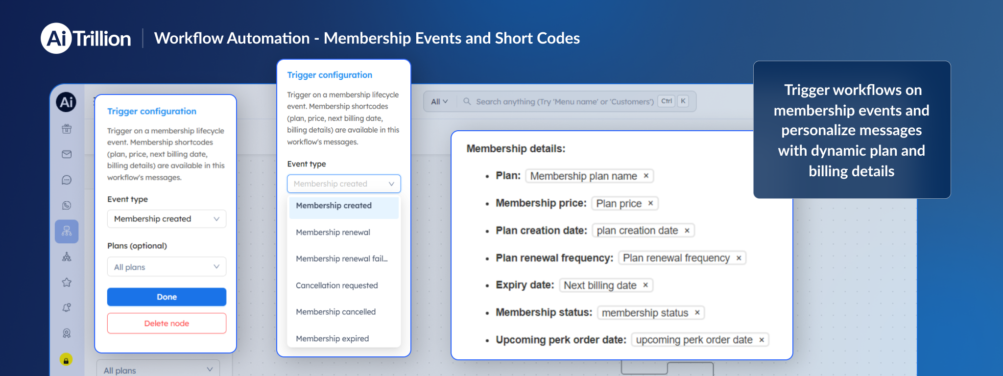 Membership Events & Short Codes in Workflows