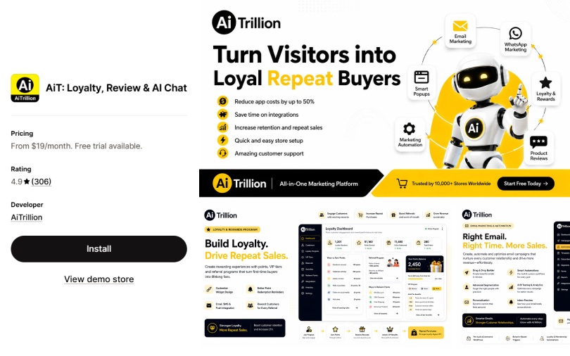 aitrillion checkoutx loyalty widget shopify