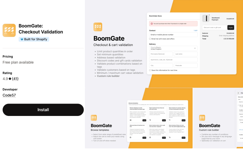 boomgate ai checkout rule builder