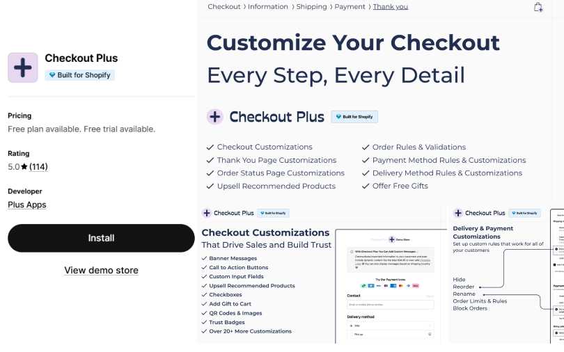 checkout plus shopify upsell banners