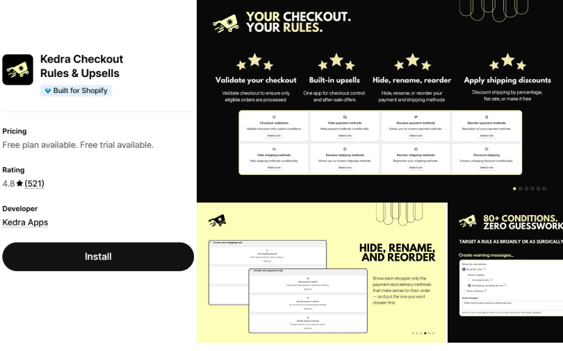 kedra checkout rules fraud protection