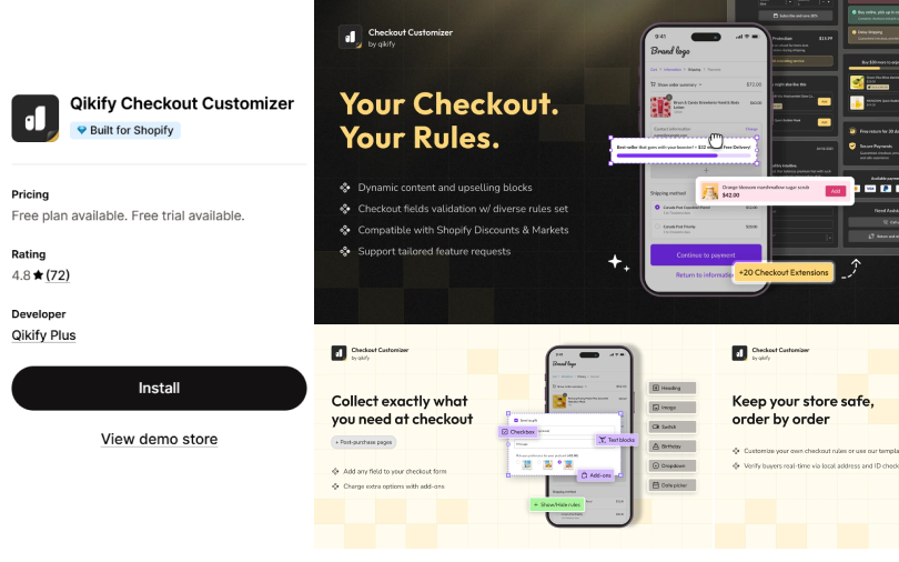 qikify checkout customizer trust badges