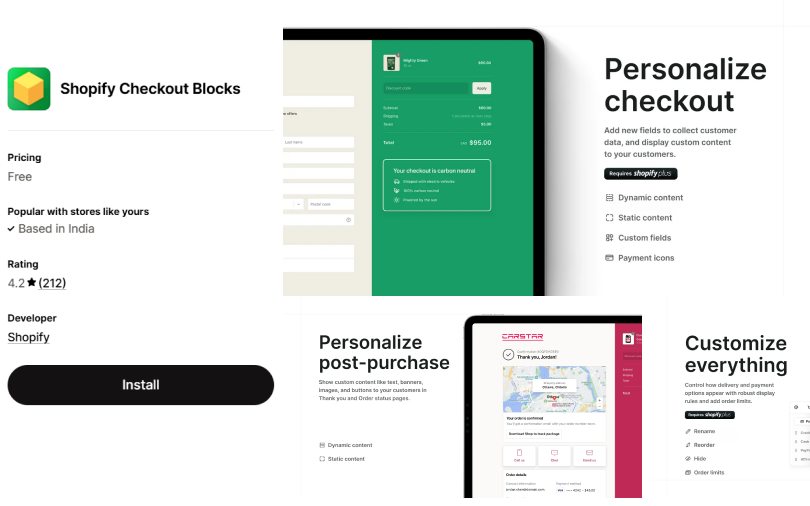 shopify checkout blocks no code editor