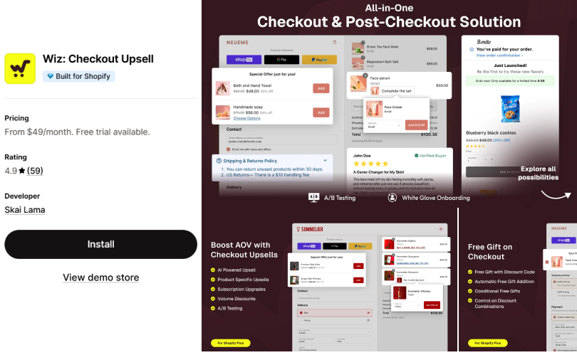 wiz checkout upsell ab testing