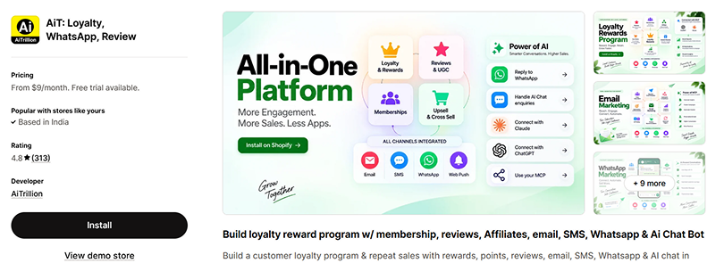 ait loyalty whatsapp review shopify app holiday sales